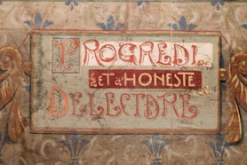 Iscrizione del sipario affrescato, TEATRINO DI VETRIANO, PESCAGLIA (LU ) 