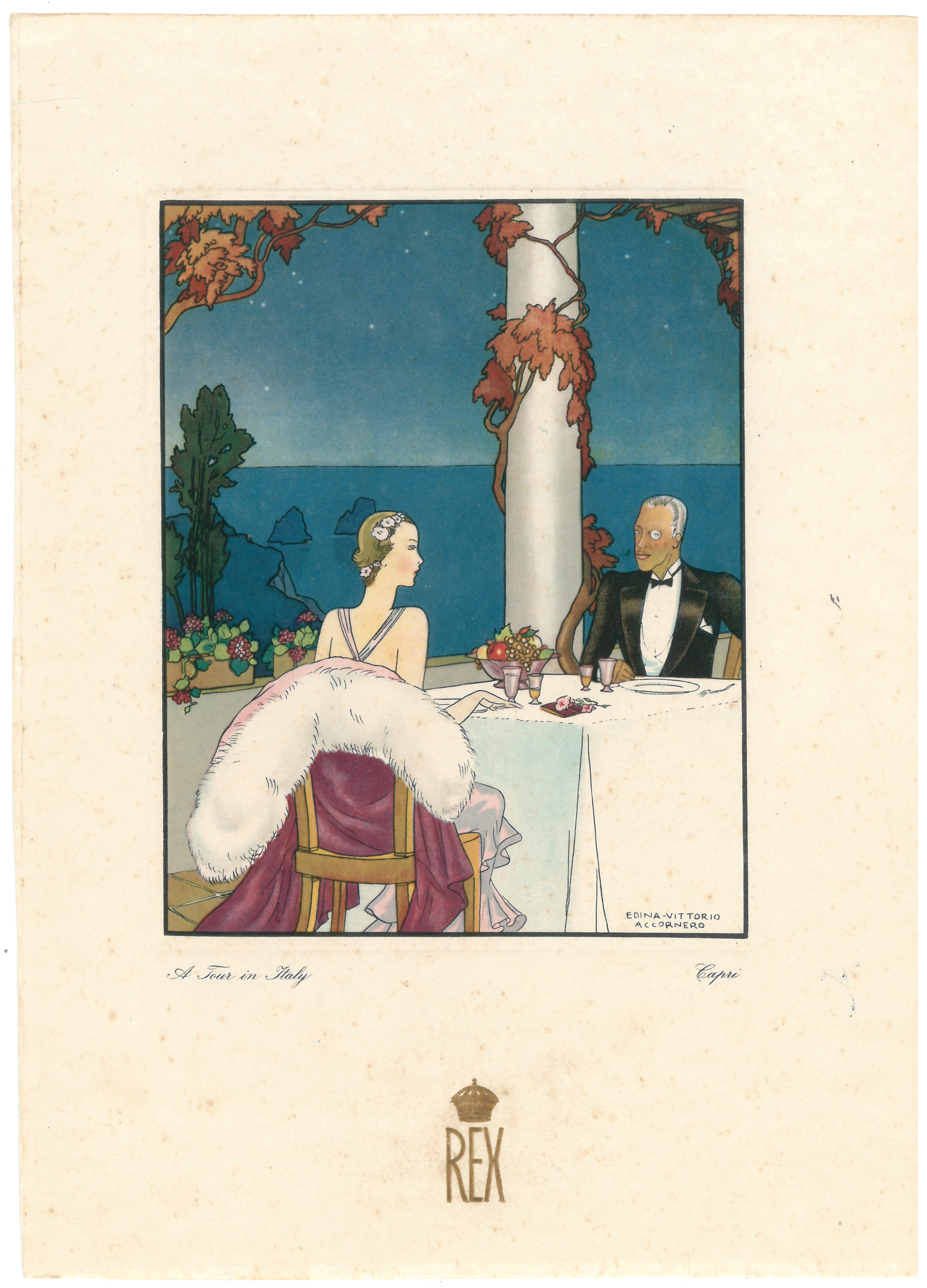 Cena di gala ispirata ai Menù dei Grandi Transatlantici, illustrati da Edina Altara e Vittorio Accornero